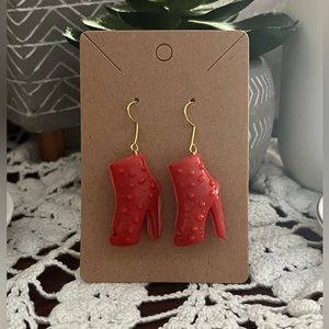 *3 for $20* Red Studded Boot Barbie Shoe Earrings